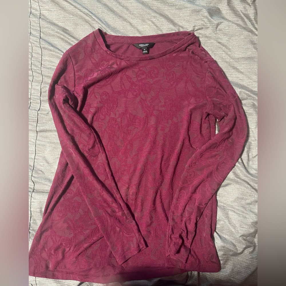 Simply Vera Vera Wang Deep Red Floral Top